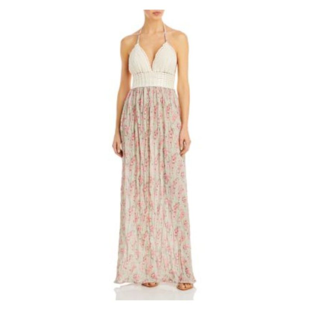 CAPITTANA Womens Pink Tie Open Back Sleeveless Full-Length Sheath Dress XS\S